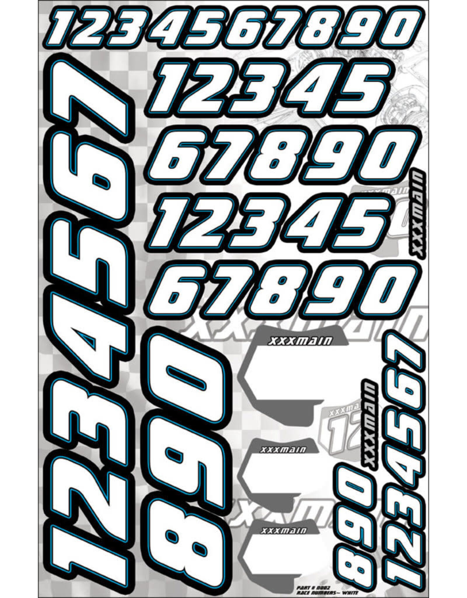 XXX main Racing Race Numbers - White