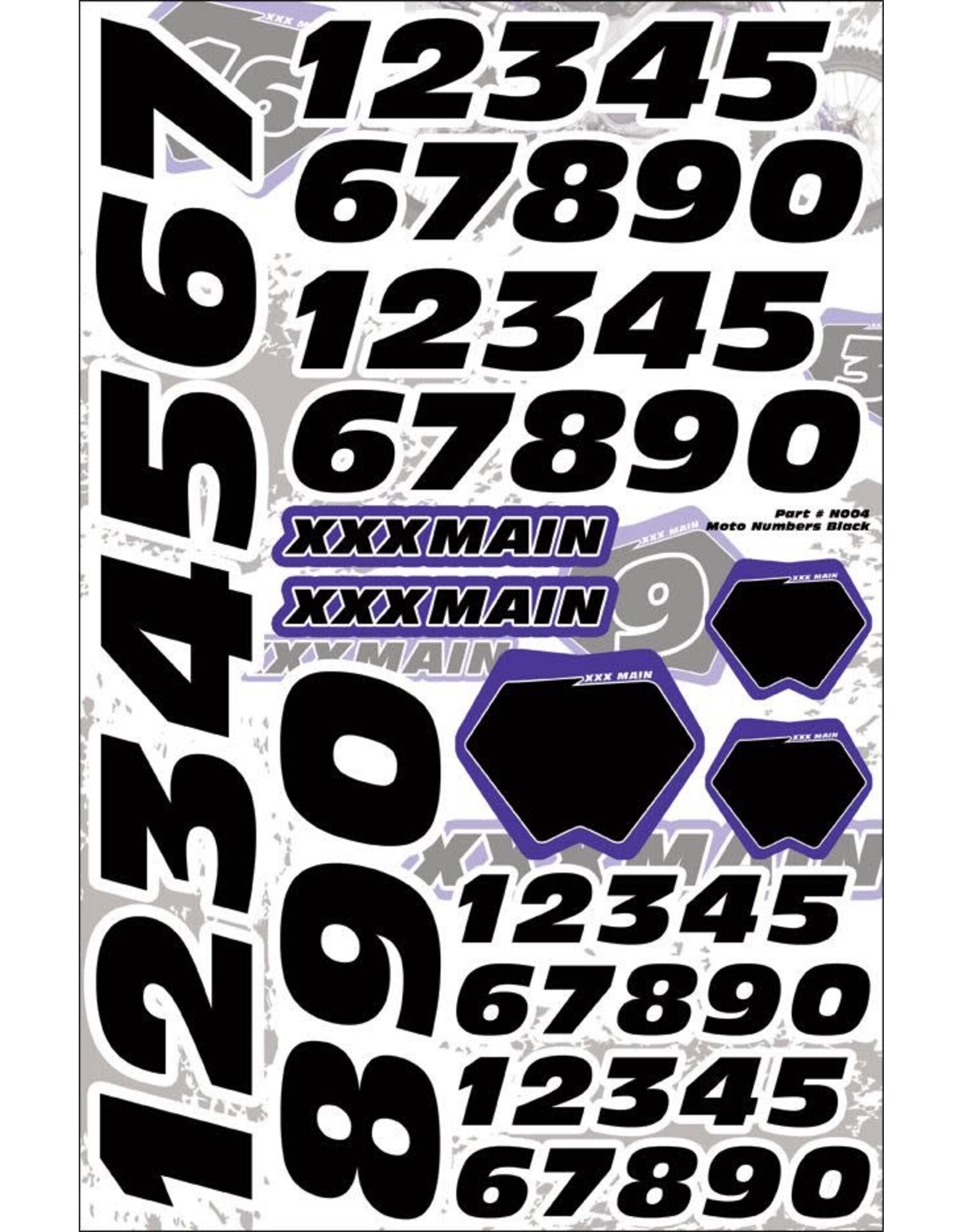 XXX main XXX Main Racing Moto Numbers - Black