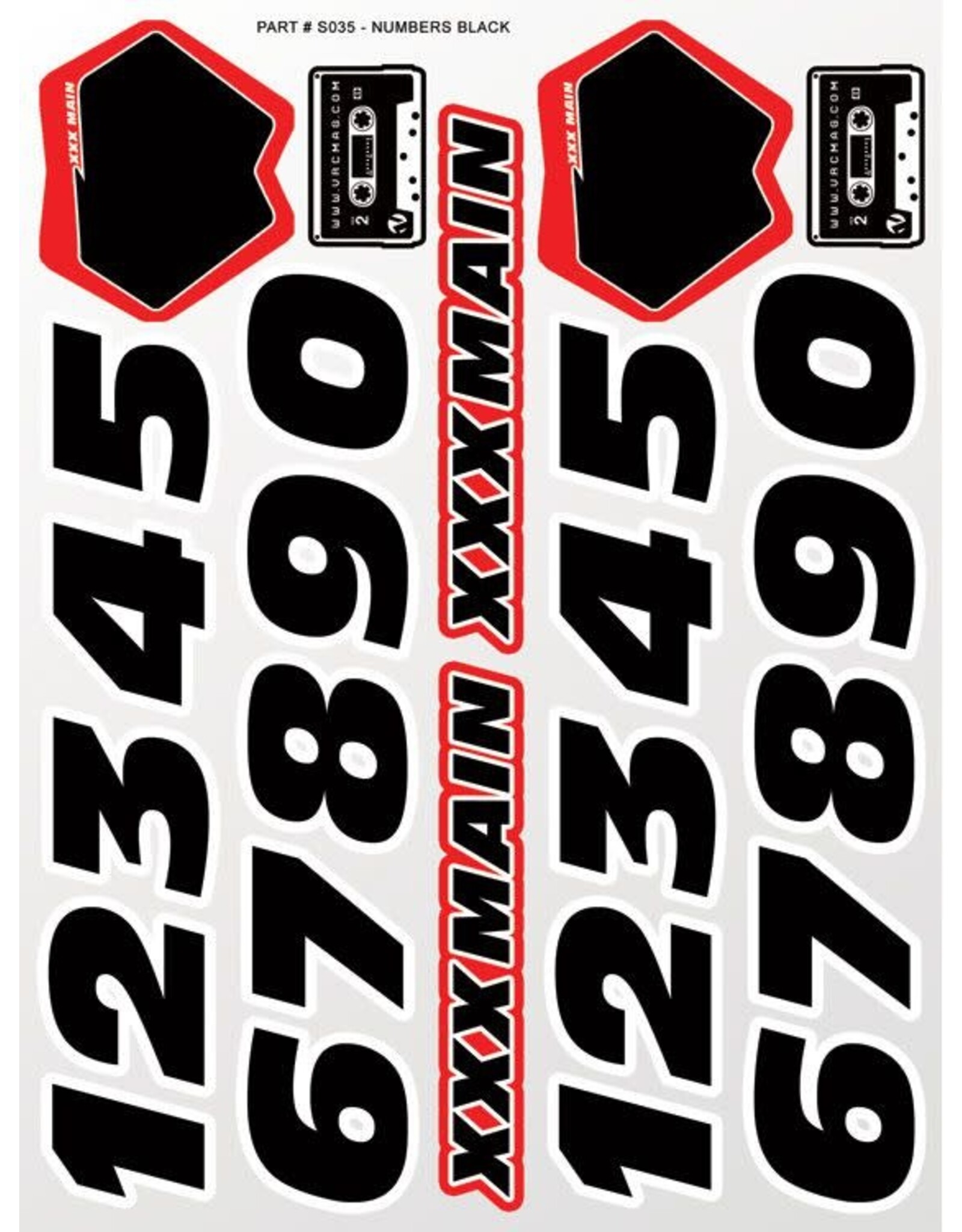 XXX main XXX Main Racing Numbers Black Sticker Sheet