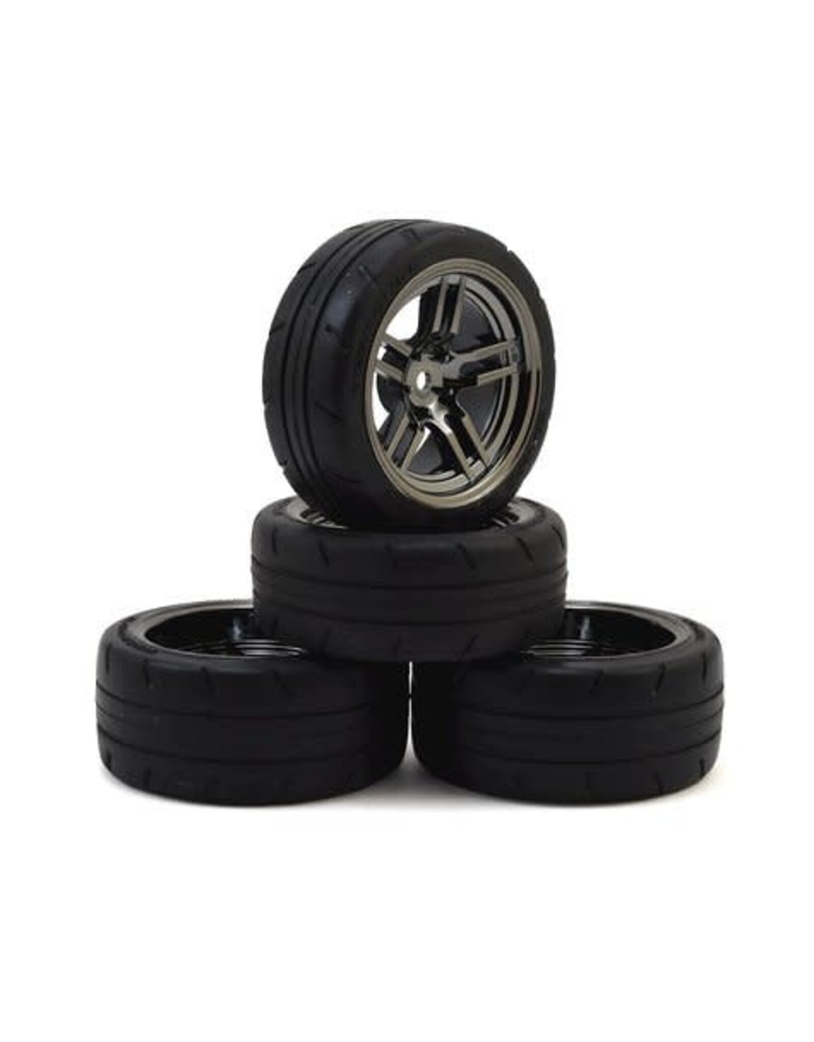 Traxxas Tires and wheels, assembled, glued (split-spoke black ch