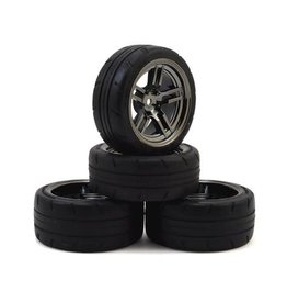 Traxxas Tires and wheels, assembled, glued (split-spoke black ch