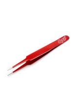 Excel Straight Point Tweezers, Red