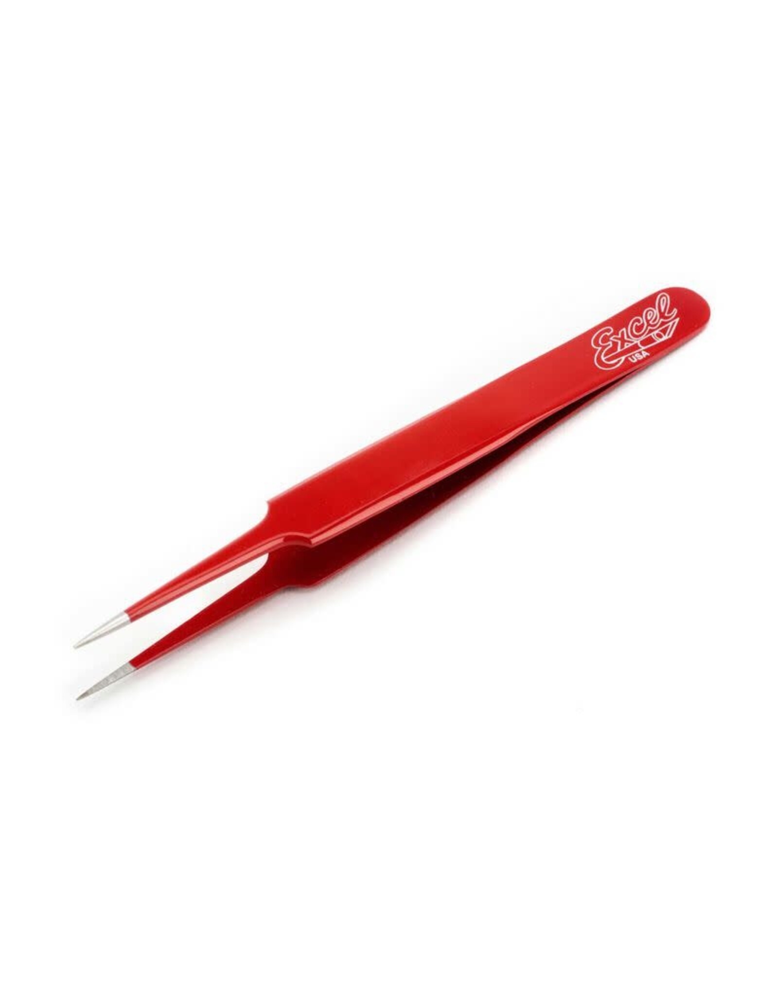 Excel Straight Point Tweezers, Red