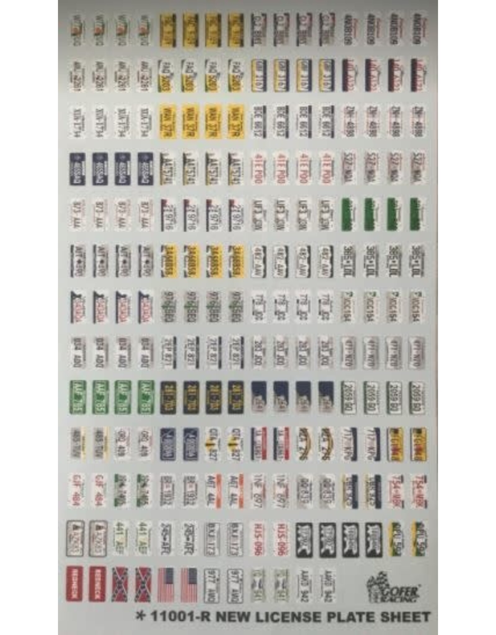 Gofer Racing Decals License plates USA/Canada decals 1/24