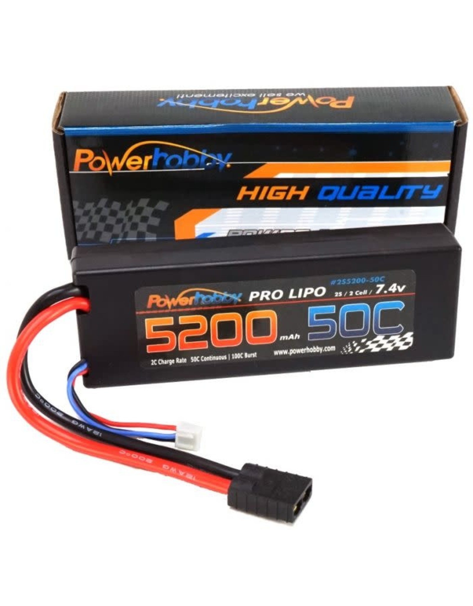 Power Hobby 5200MAh 7.4V 2S 50C LiPo Battery Traxxas Plug