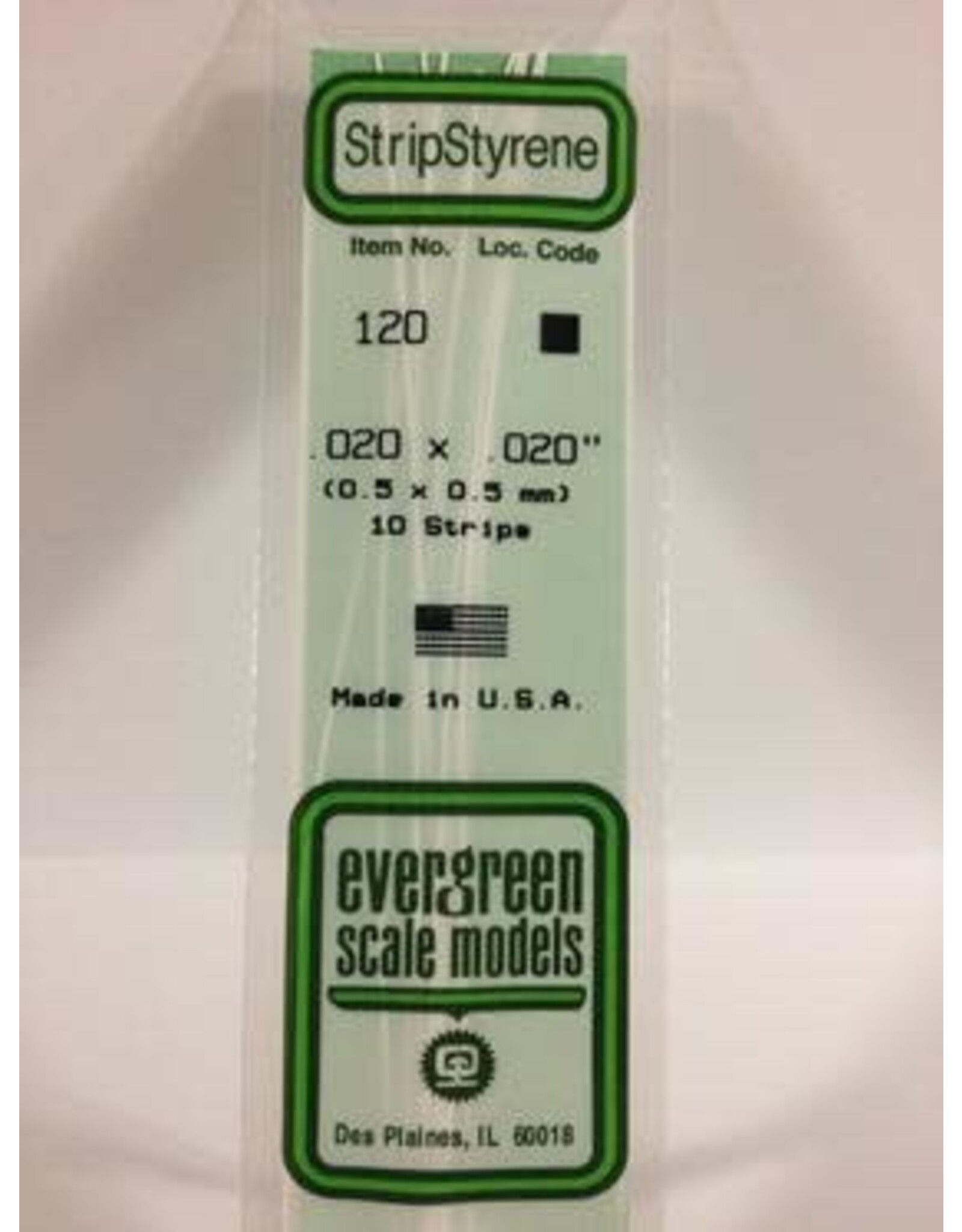 Evergreen STRIPS.020"X.020" (10/PK)