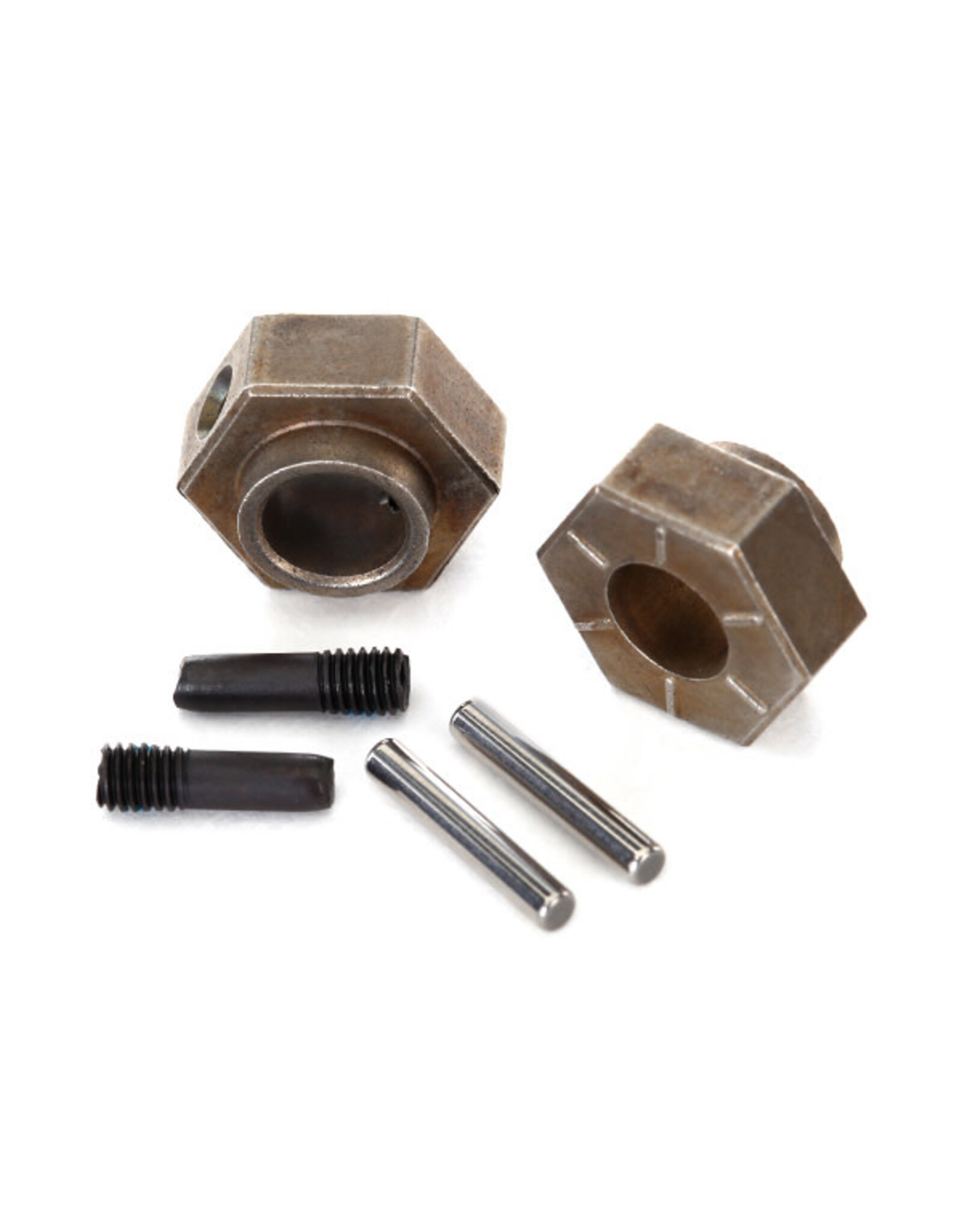 Traxxas Wheel hubs, 12mm hex (2)/ stub axle pins (2) (steel) (fi