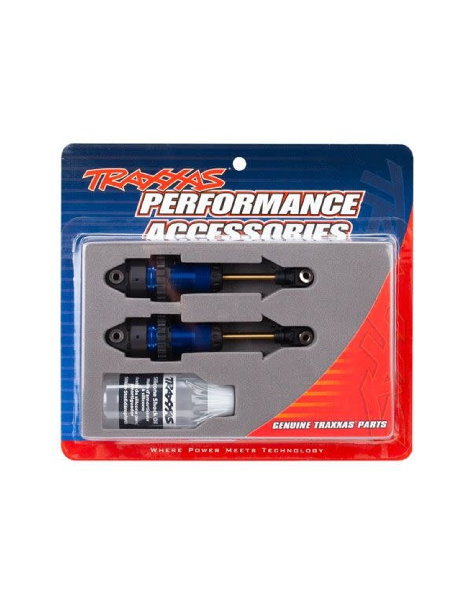 Traxxas Shocks, GTR long blue-anodized, PTFE-coated bodies with