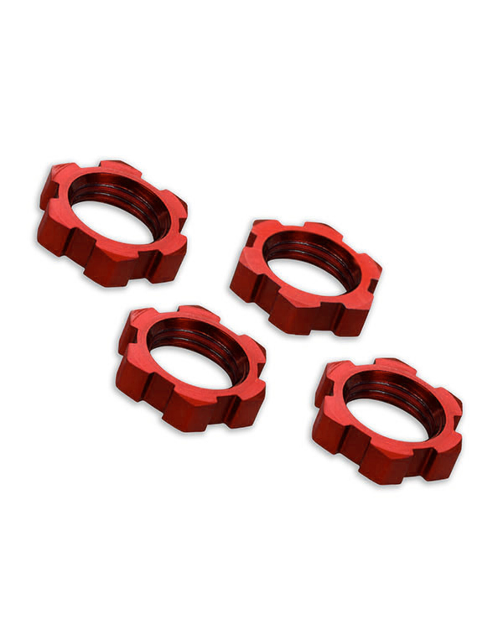 Traxxas Wheel Nuts, Splined, 17mm, Serrated (red-anodized) (4)