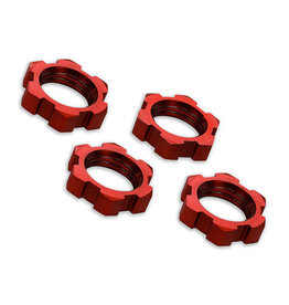 Traxxas Wheel Nuts, Splined, 17mm, Serrated (red-anodized) (4)