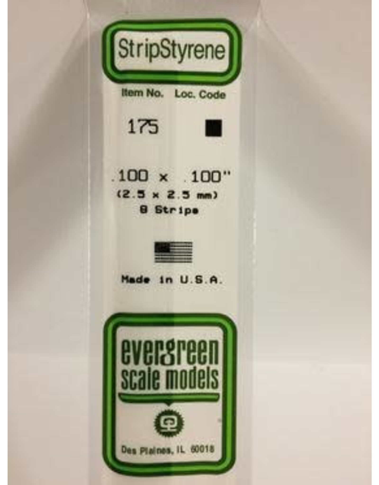 Evergreen STRIPS.100"X.100" (8/PK)