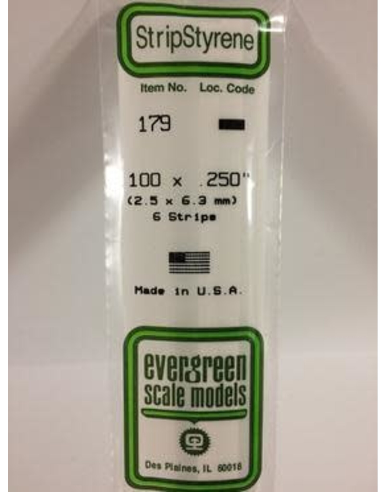 Evergreen STRIPS.100"X.250" (6/PK)