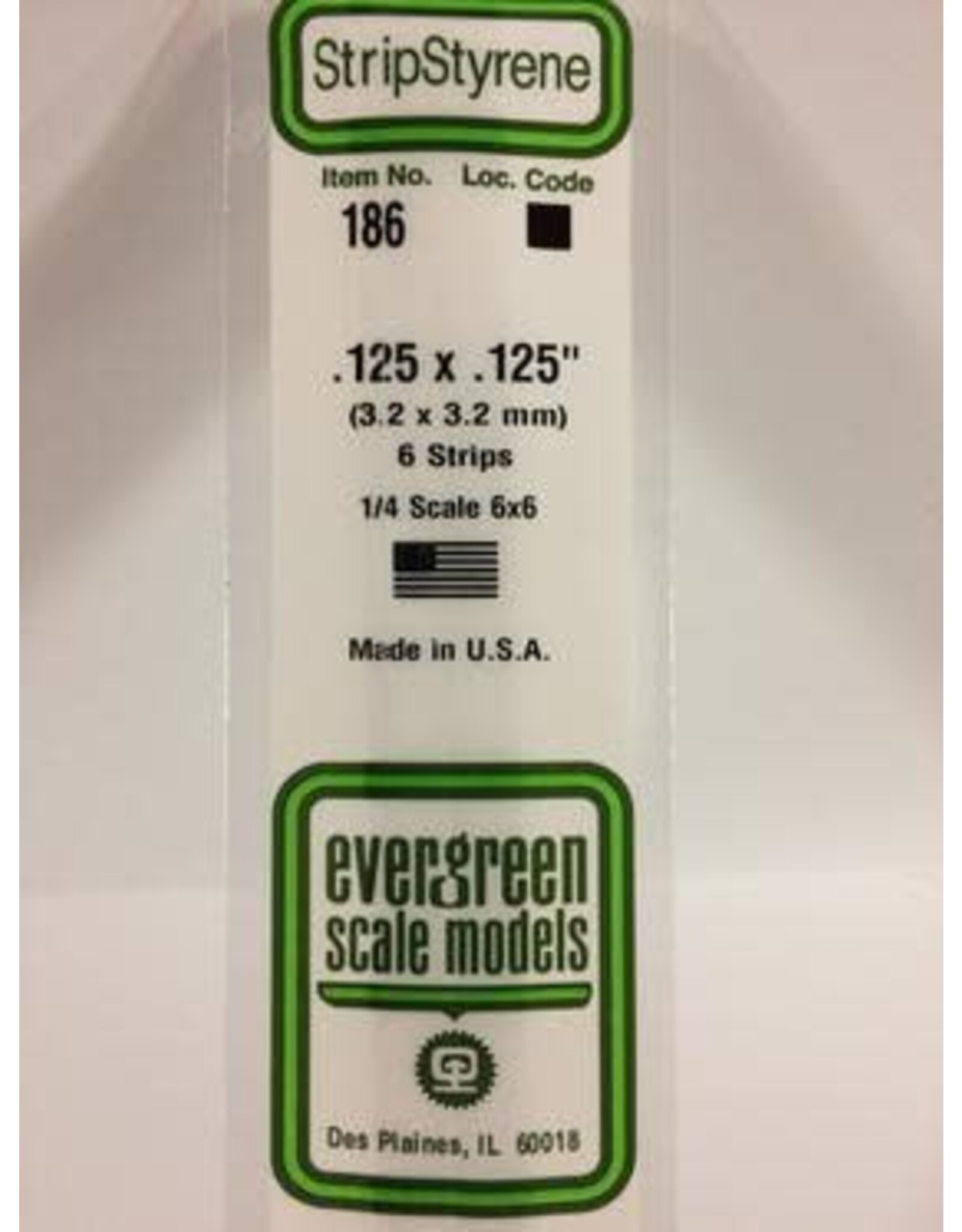 Evergreen STRIPS.125"X.125" (6/PK)