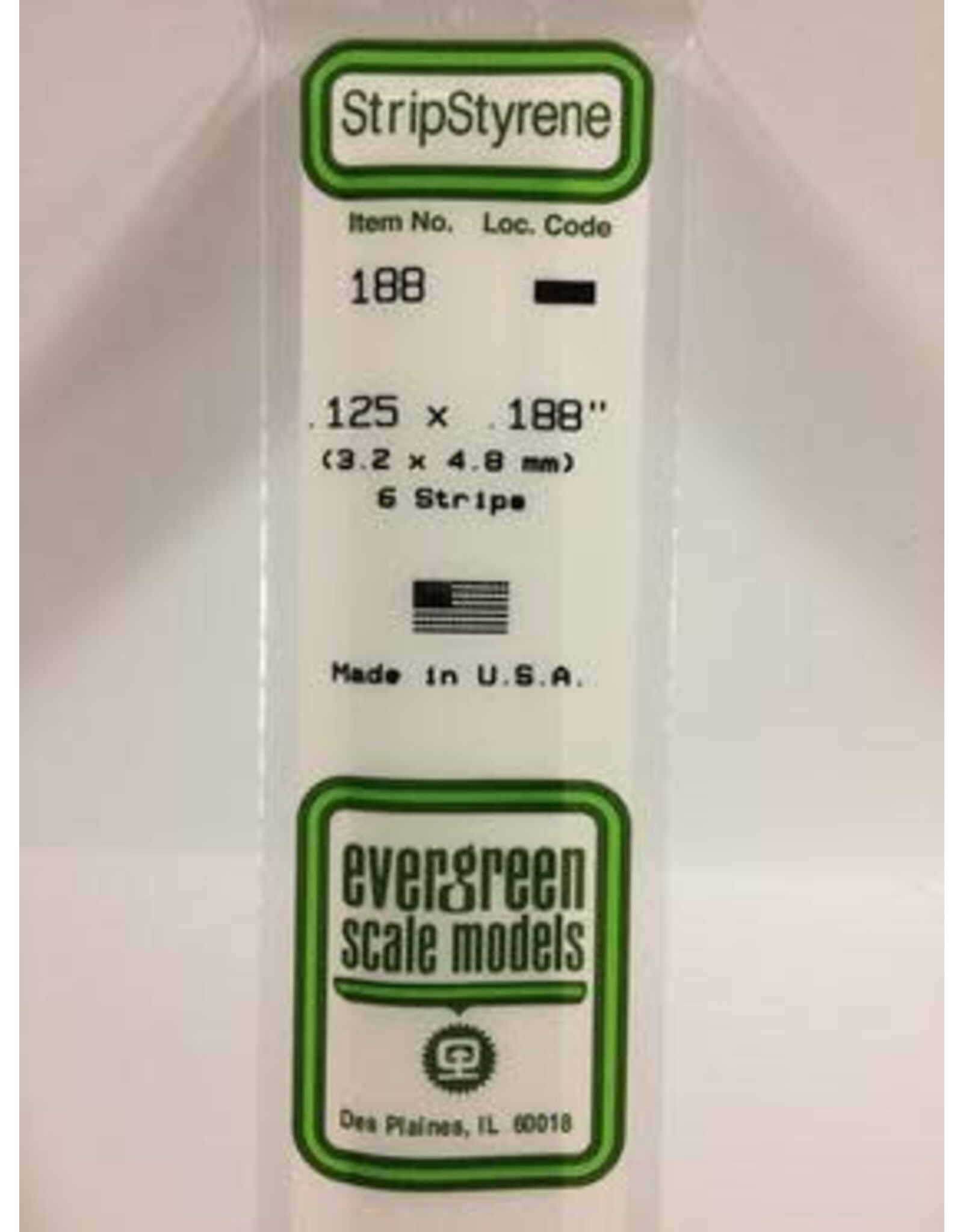 Evergreen STRIPS.125"X.188" (6/PK)