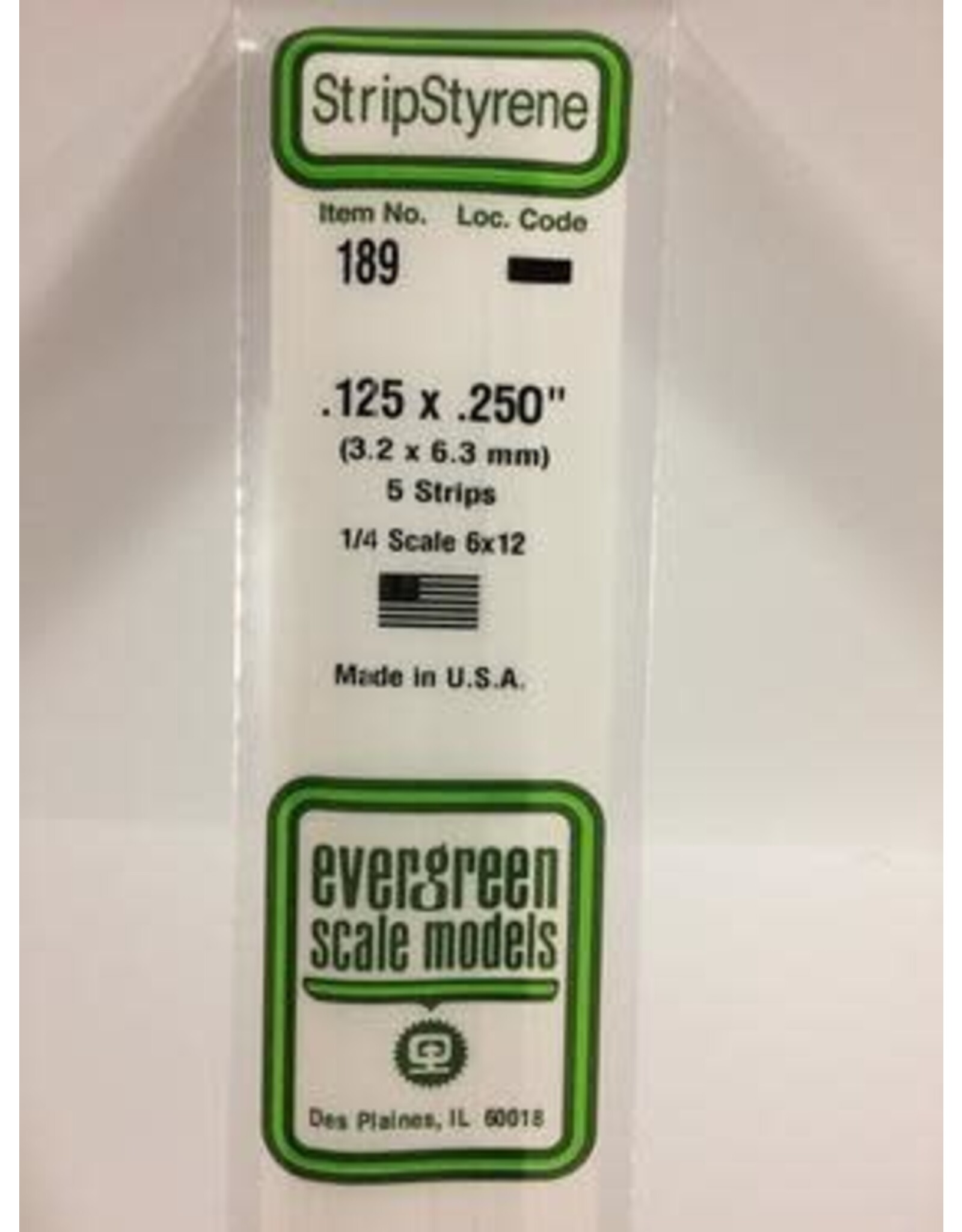 Evergreen STRIPS.125"X.250" (5/PK)