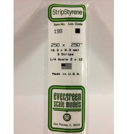 Evergreen STRIPS.250"X.250" (3/PK)