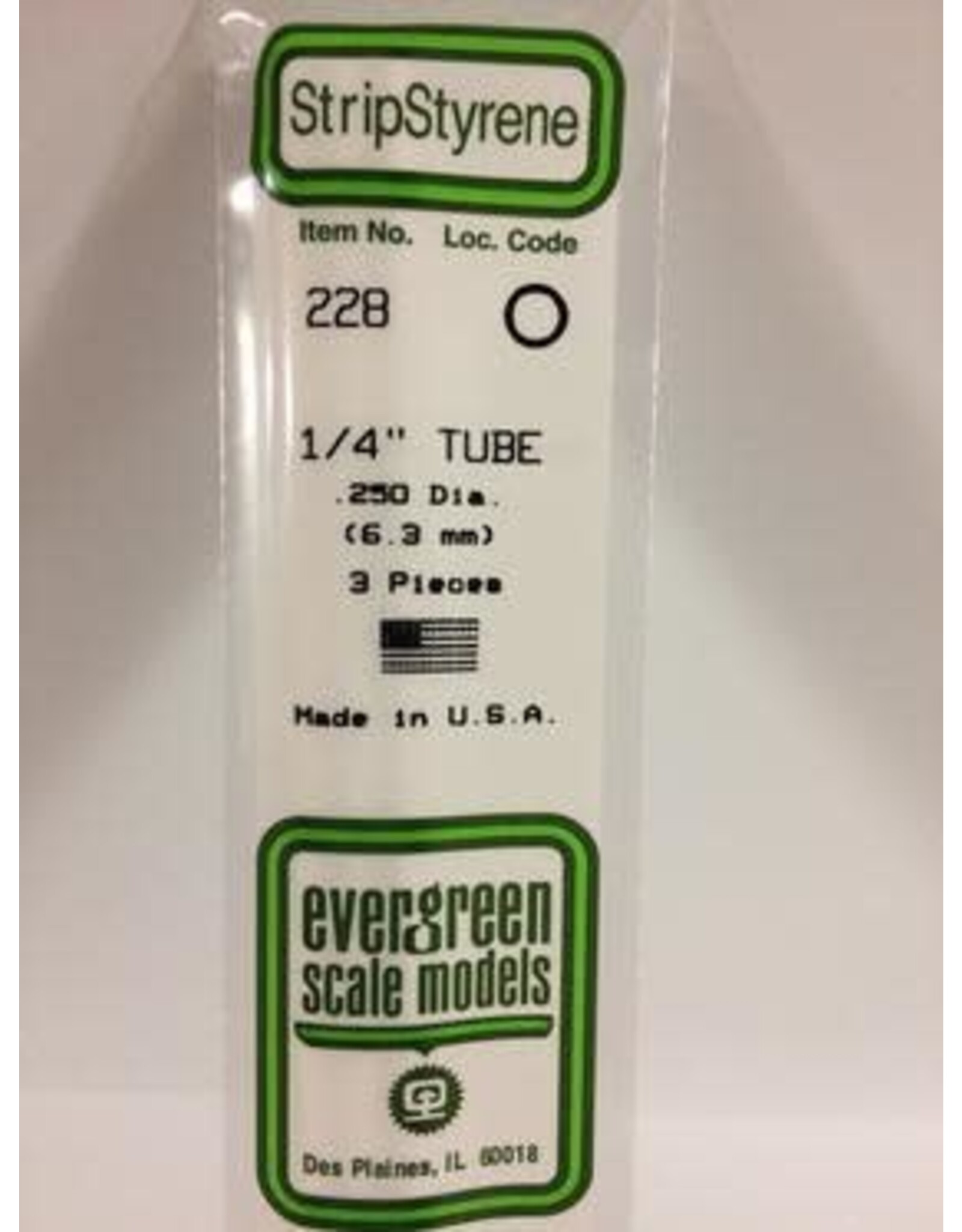 Evergreen TUBE-.250" (3/PK)