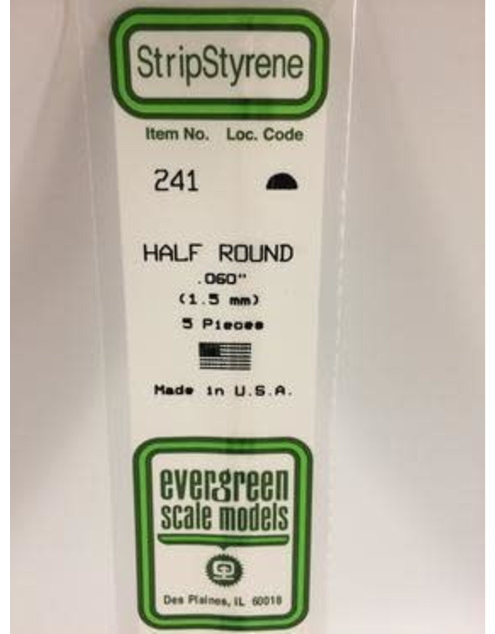 Evergreen HALF ROUND-.060"(5/PK)