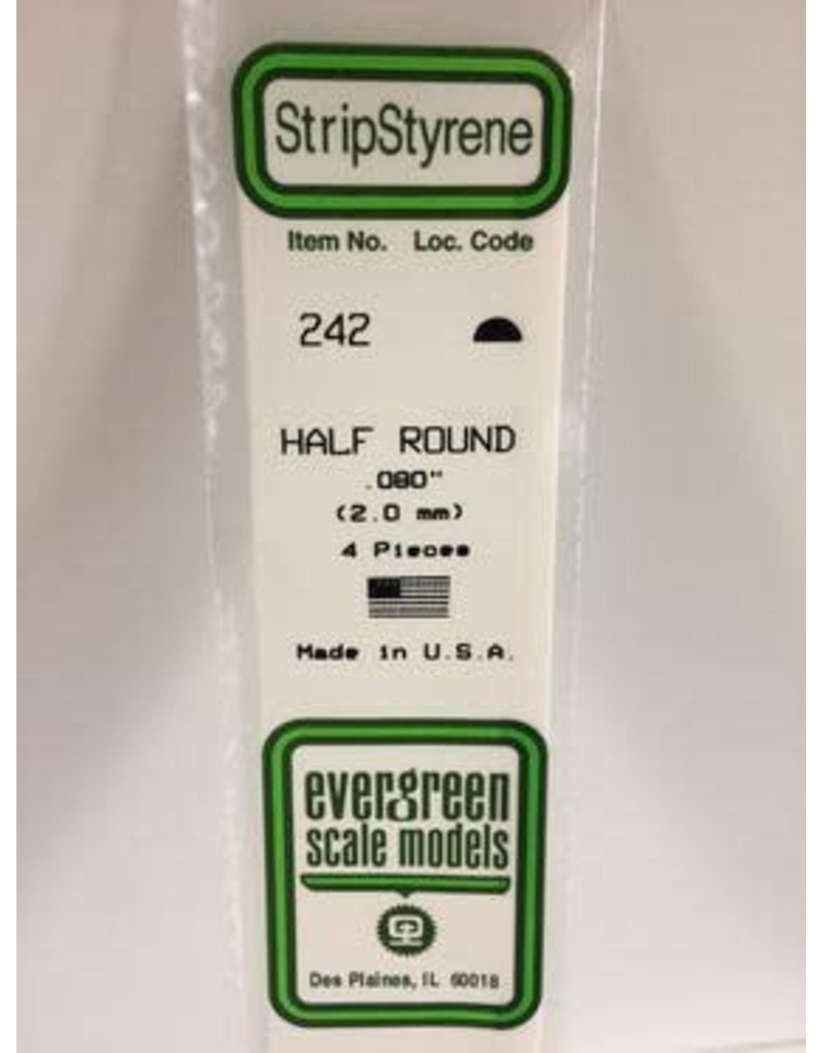 Evergreen HALF ROUND-.080"(4/PK)