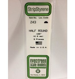 Evergreen HALF ROUND-.100"(3/PK)