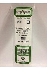 Evergreen SQUARE TUBE-.250"(2/PK)