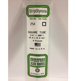 Evergreen SQUARE TUBE-.250"(2/PK)