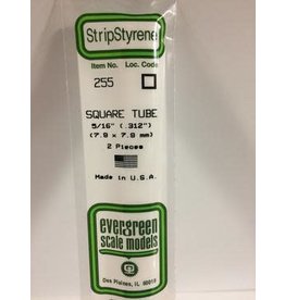 Evergreen SQUARE TUBE-.312"(2/PK)