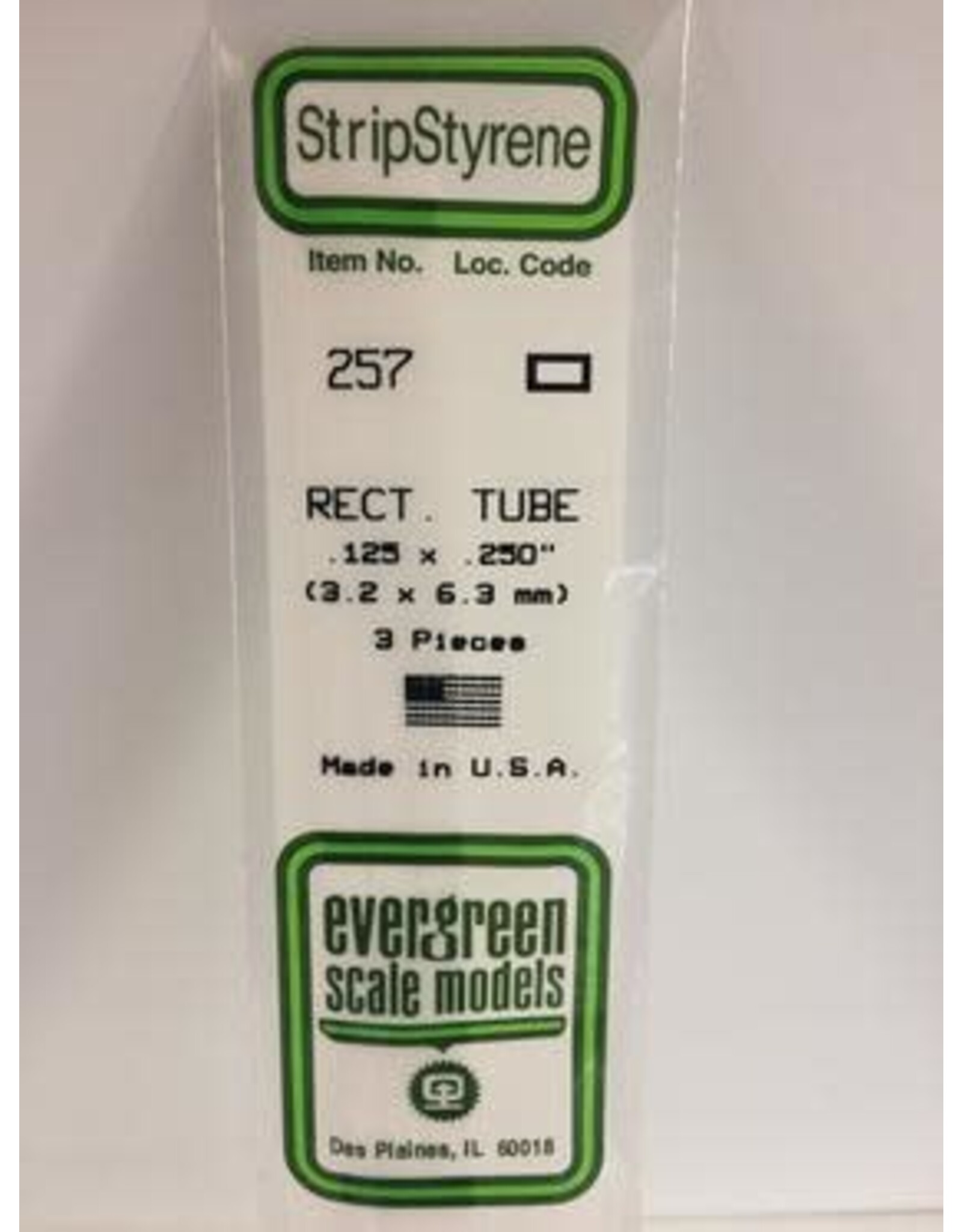 Evergreen RECTANGULAR TUBE-.125"X.250" (3/PK)
