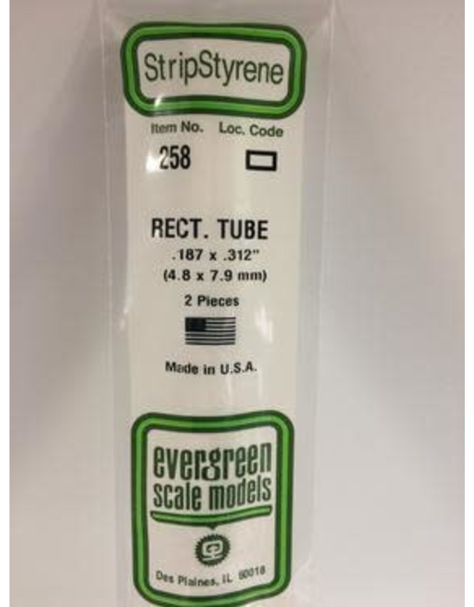 Evergreen RECTANGULAR TUBE-.187"X.312" (2/PK)