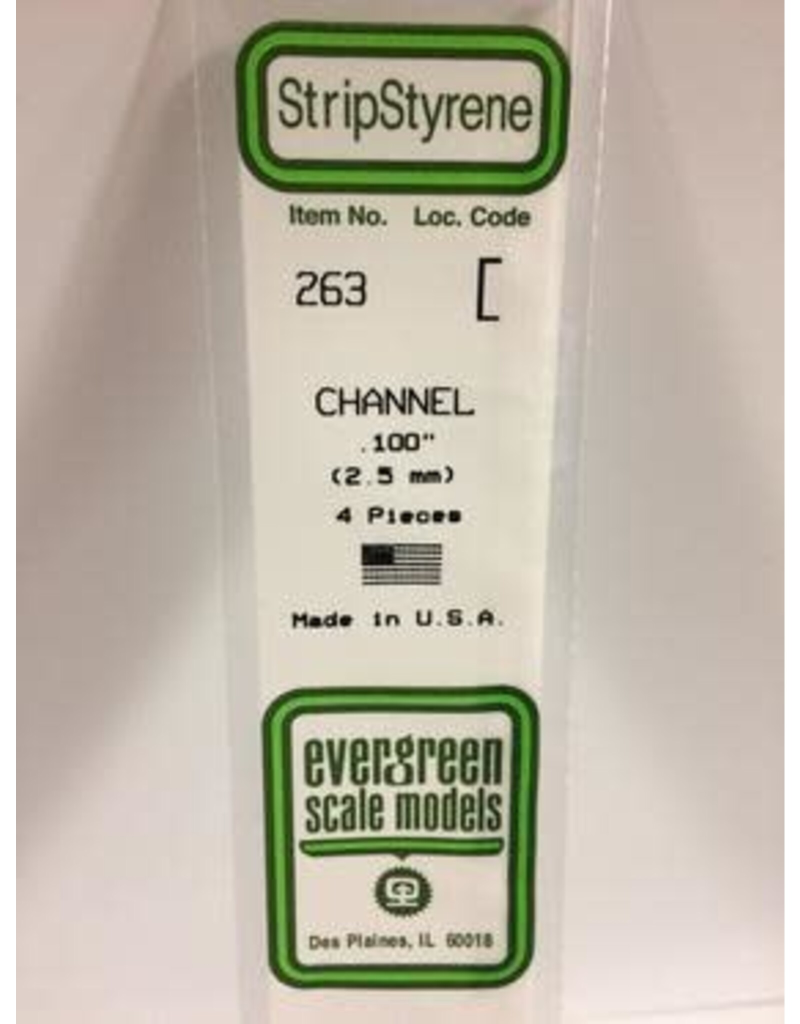Evergreen CHANNEL-.100"4/PK