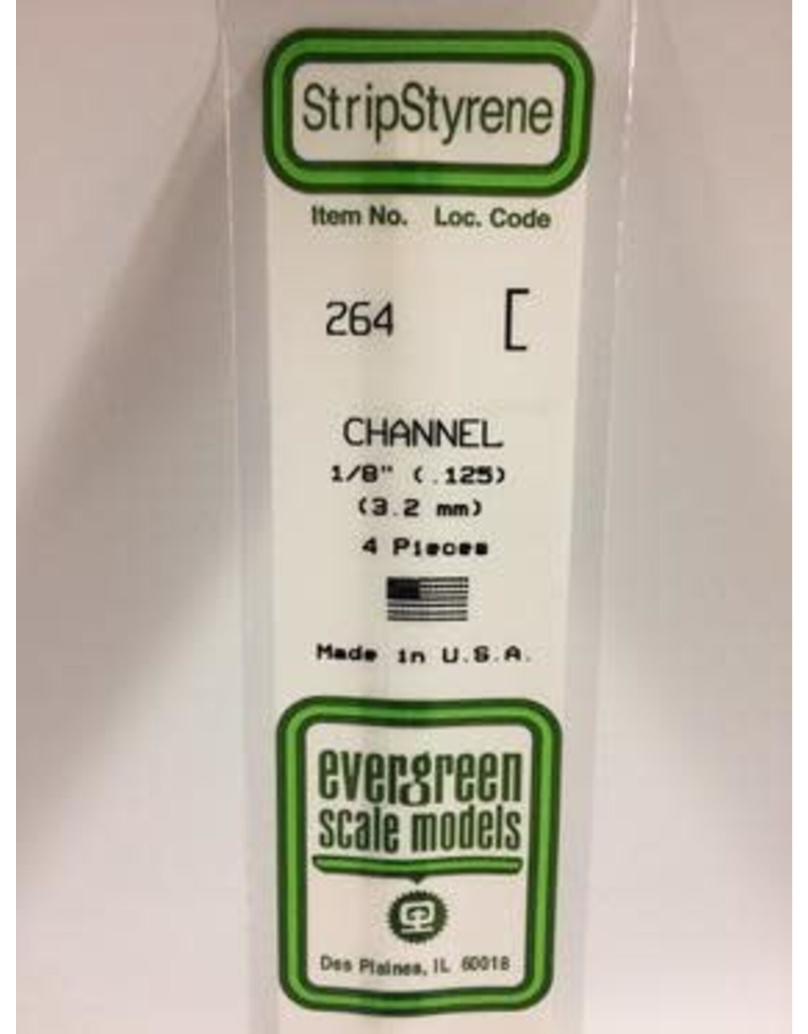 Evergreen CHANNEL-.125"4/PK