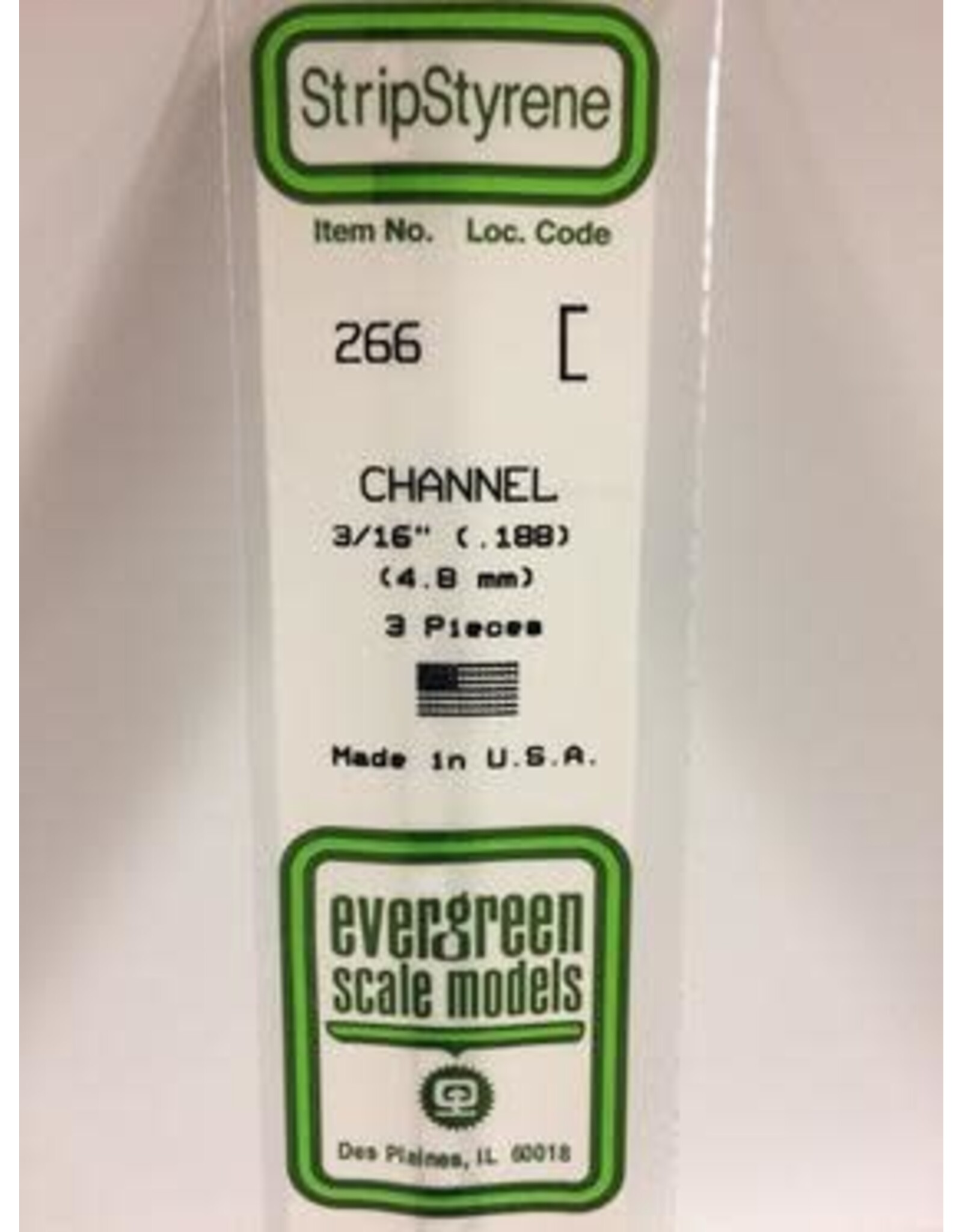 Evergreen CHANNEL-.188"3/PK