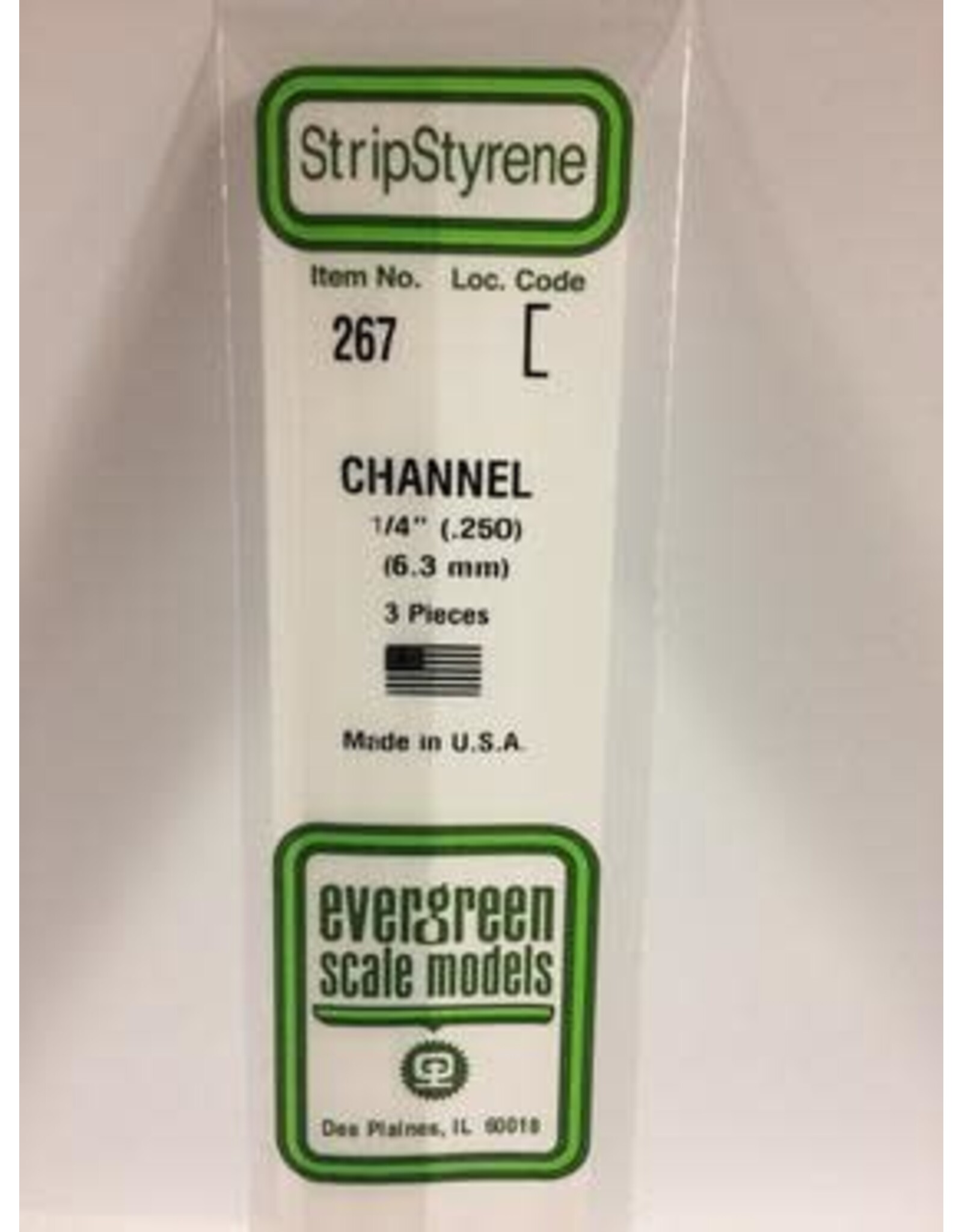 Evergreen CHANNEL-.250"3/PK