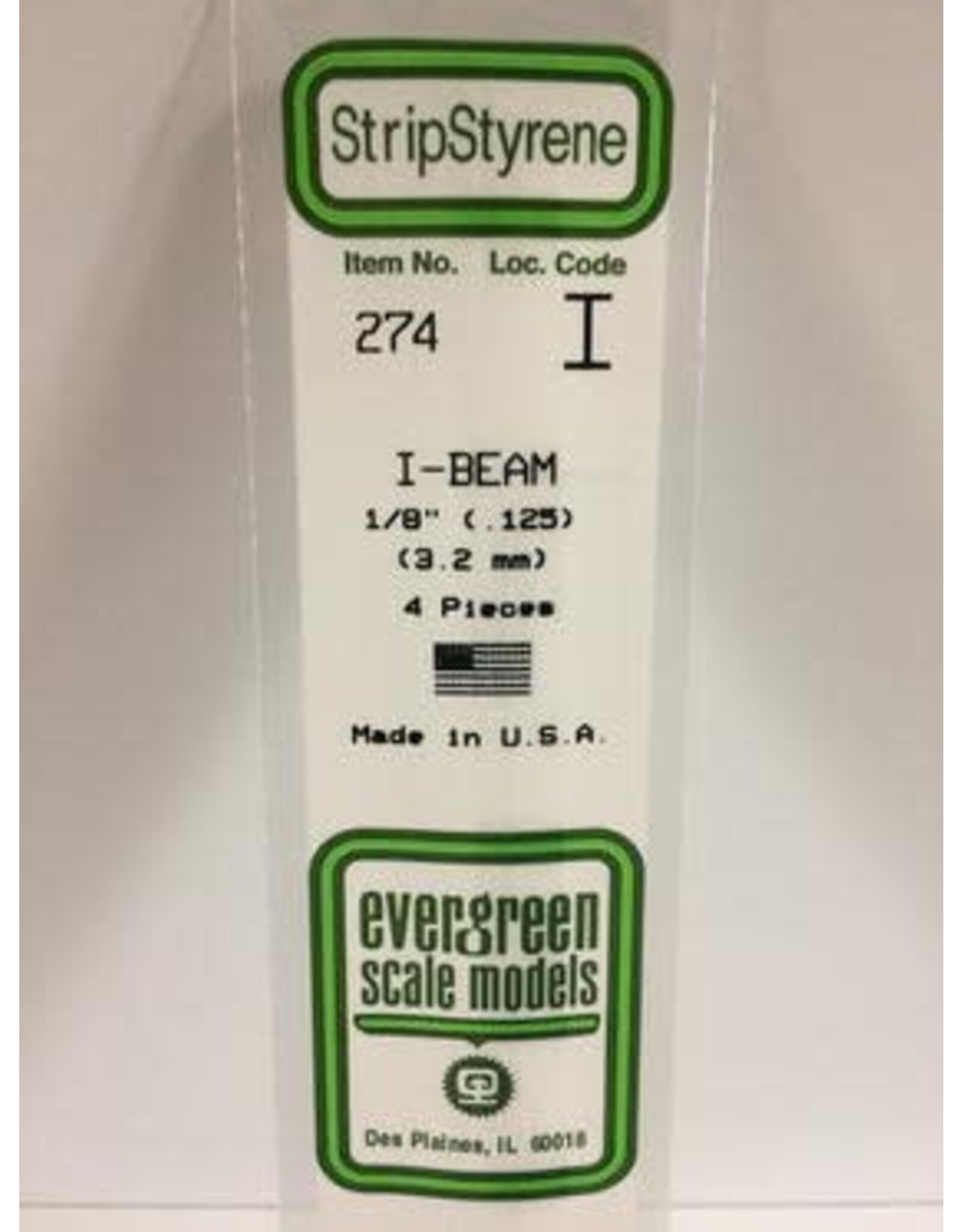 Evergreen I BEAM-.125"(4/PK)