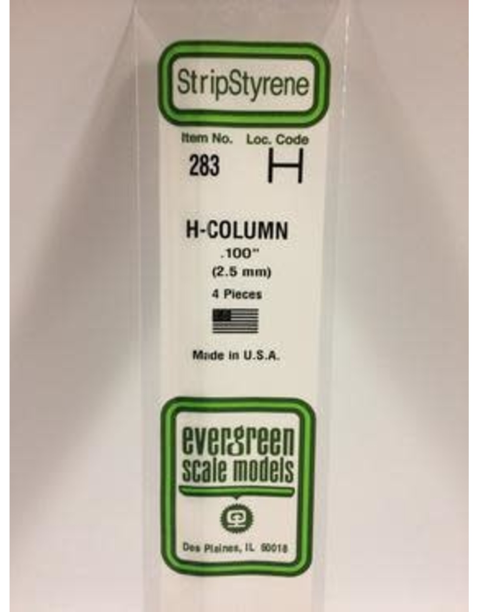 Evergreen H COLUMN-.100"(4/PK)