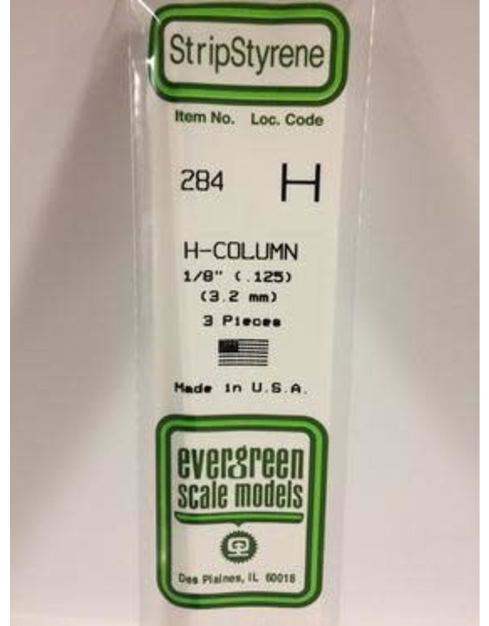 Evergreen H COLUMN-.125"(3/PK)