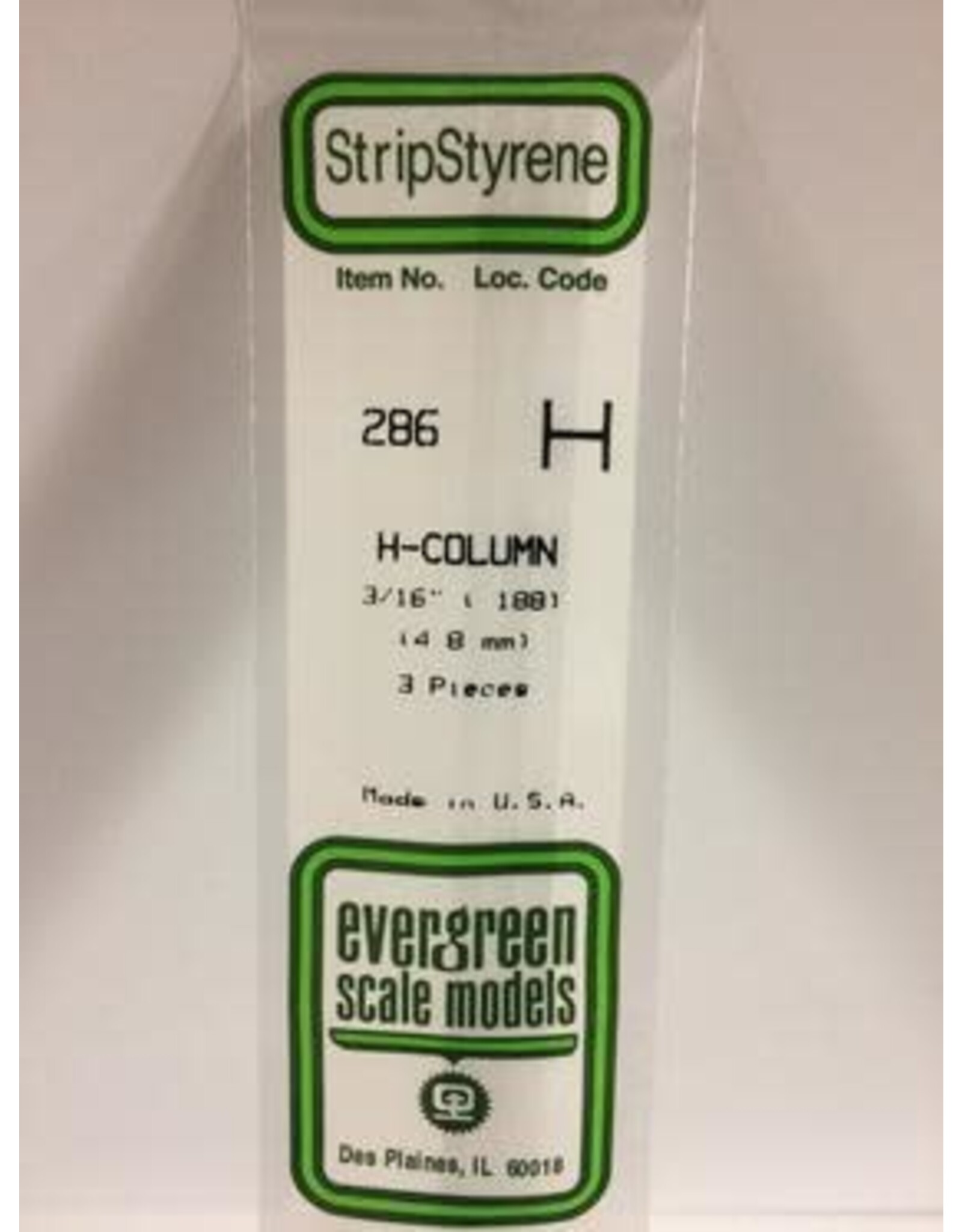 Evergreen H COLUMN-.188"(3/PK)