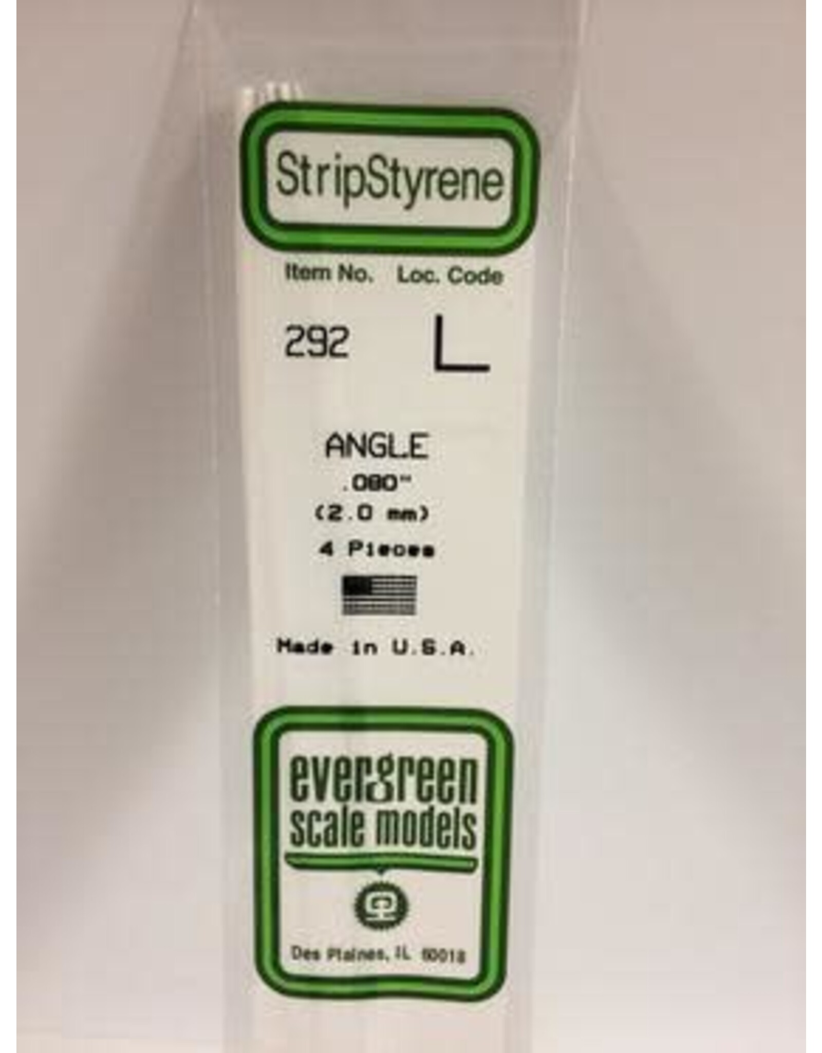 Evergreen ANGLE-.080" (4/PK)