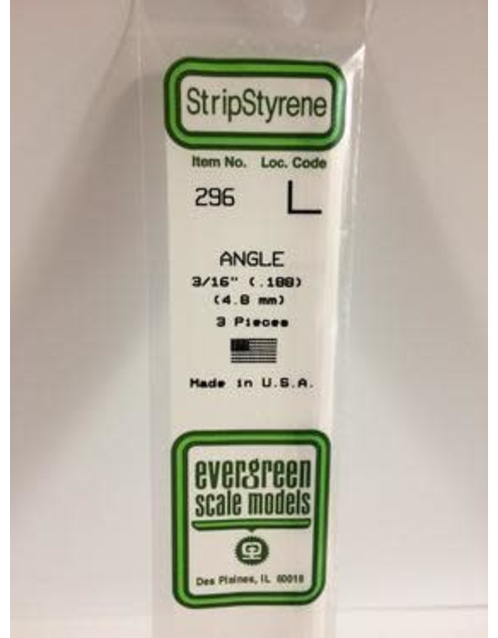Evergreen ANGLE-.188" (3/PK)