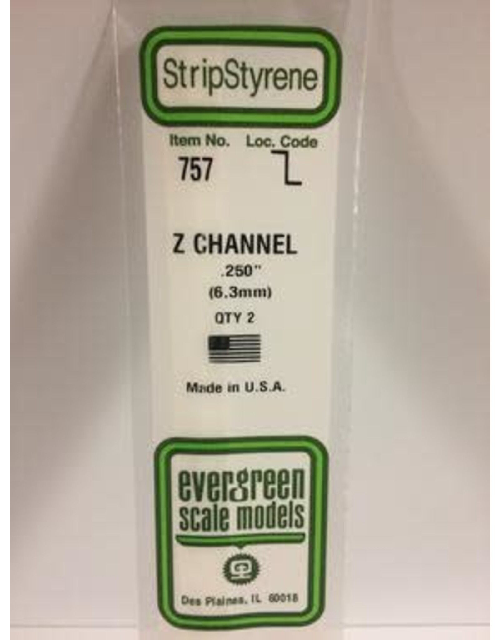 Evergreen 14" Z CHANNELS6.3MM (3PCS)