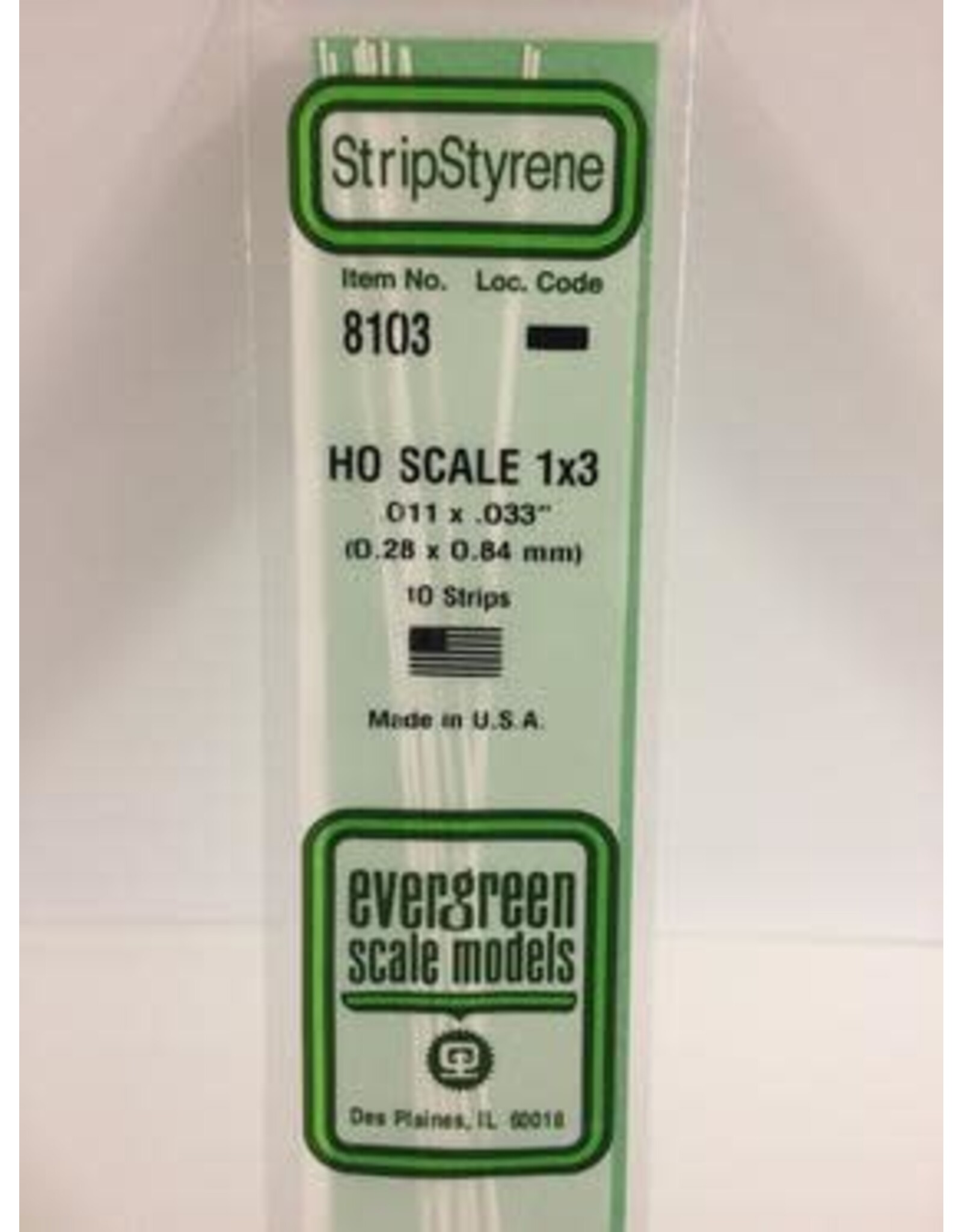 Evergreen HO STRIPS-1"X3"(10/PK)
