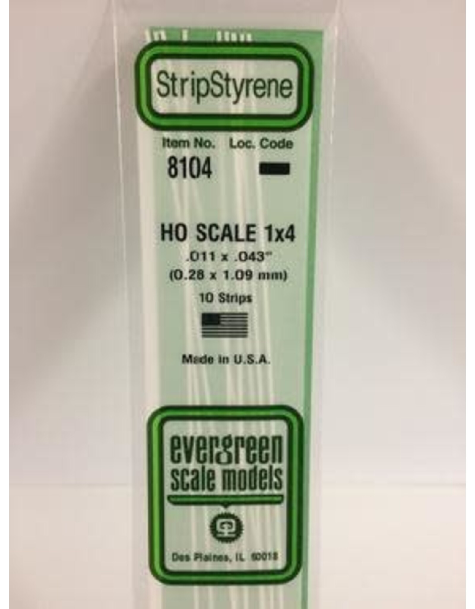 Evergreen HO STRIPS-1"X4"(10/PK)
