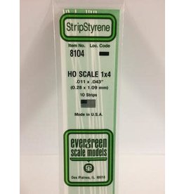 Evergreen HO STRIPS-1"X4"(10/PK)