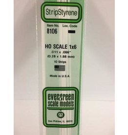 Evergreen HO STRIPS-1"X6"(10/PK)
