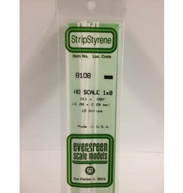Evergreen HO STRIPS-1"X8"(10/PK)