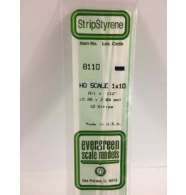 Evergreen HO STRIPS-1"X10"(10/PK)