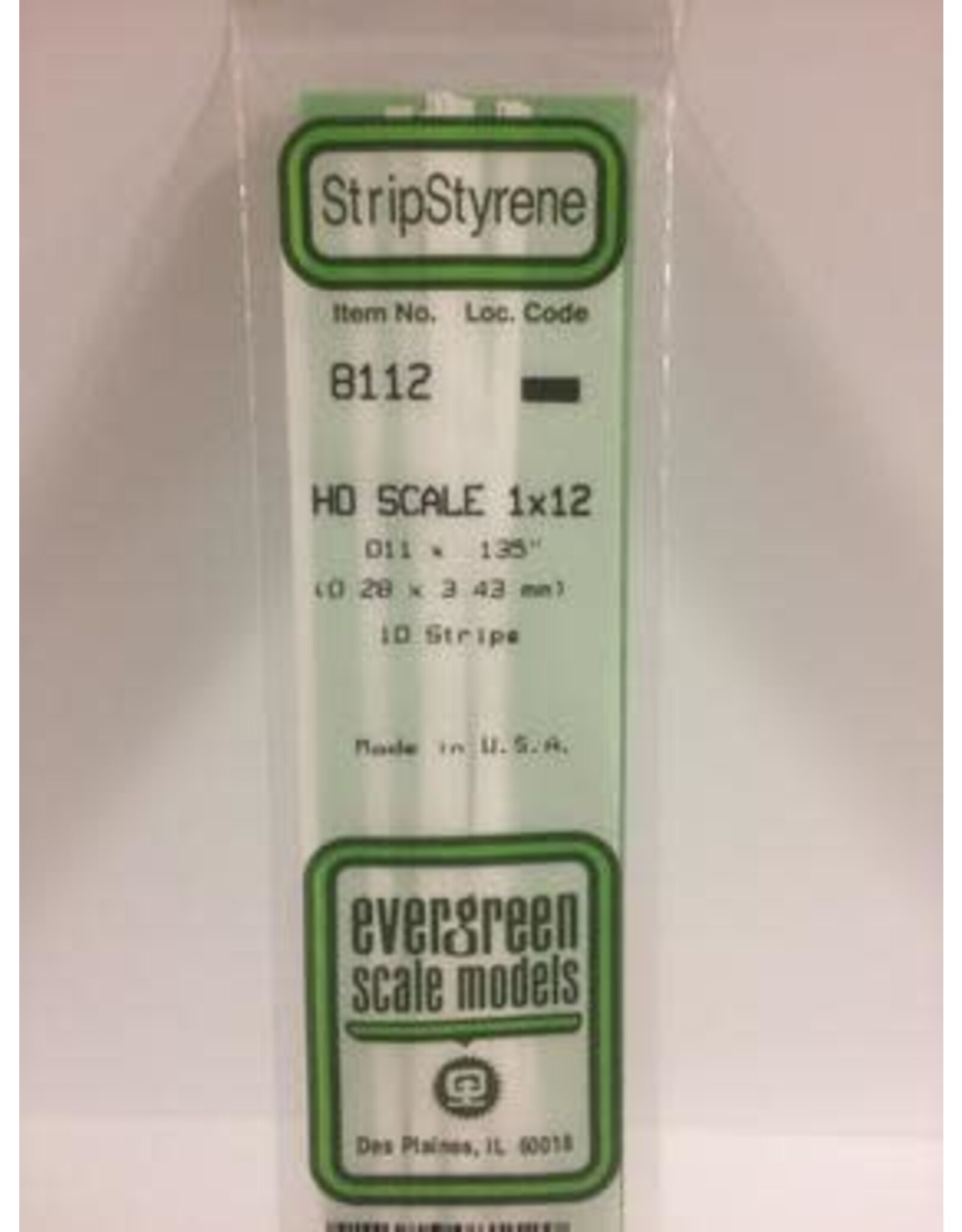 Evergreen HO STRIPS-1"X12"(10/PK)