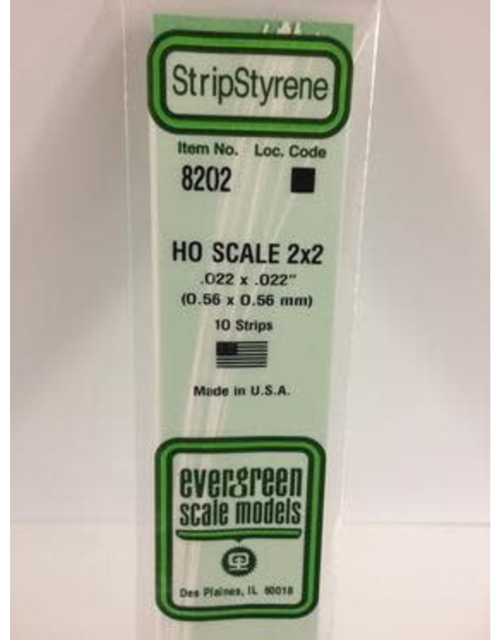 Evergreen HO STRIPS-2"X2"(10/PK)