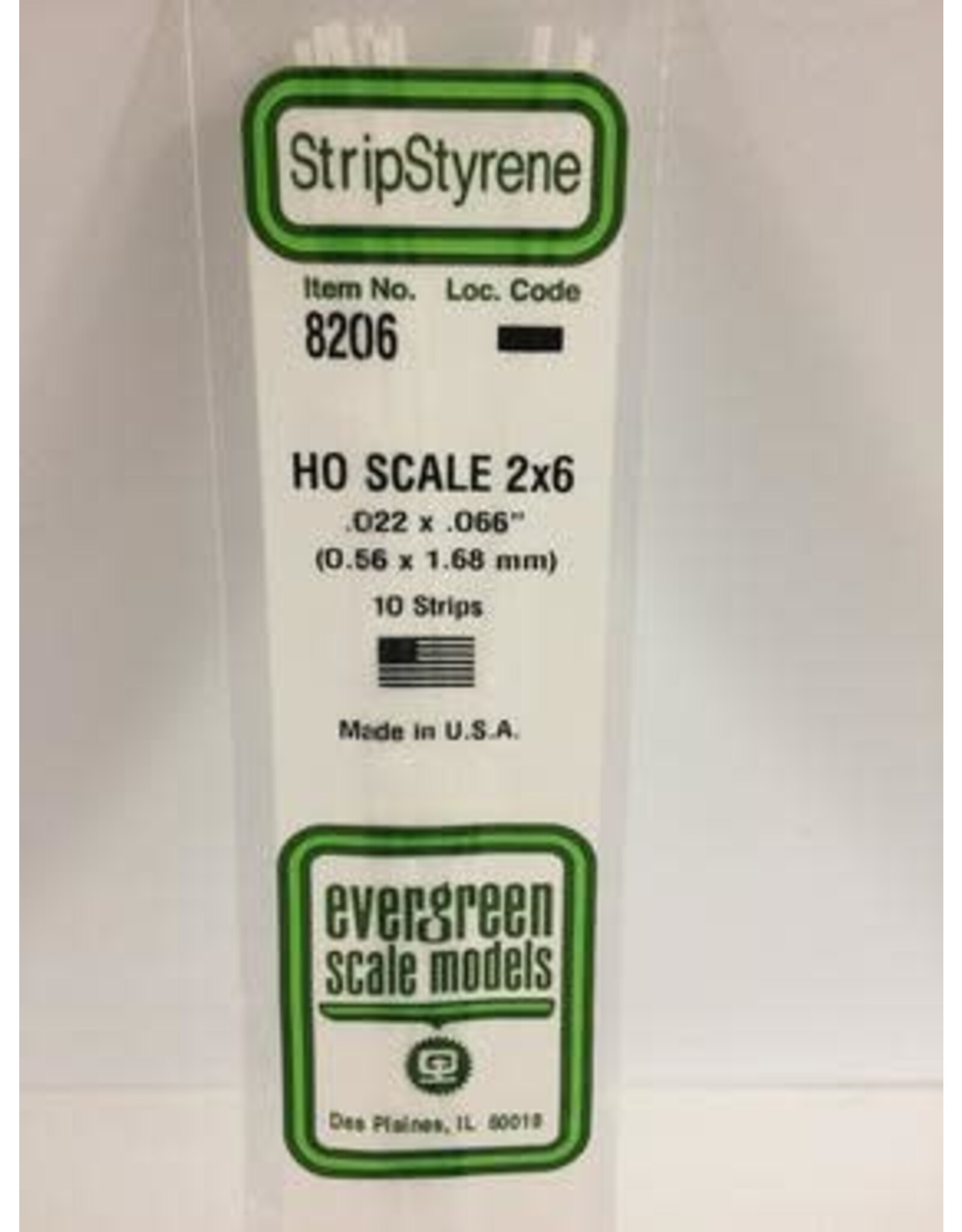 Evergreen HO STRIPS-2"X6"(10/PK)