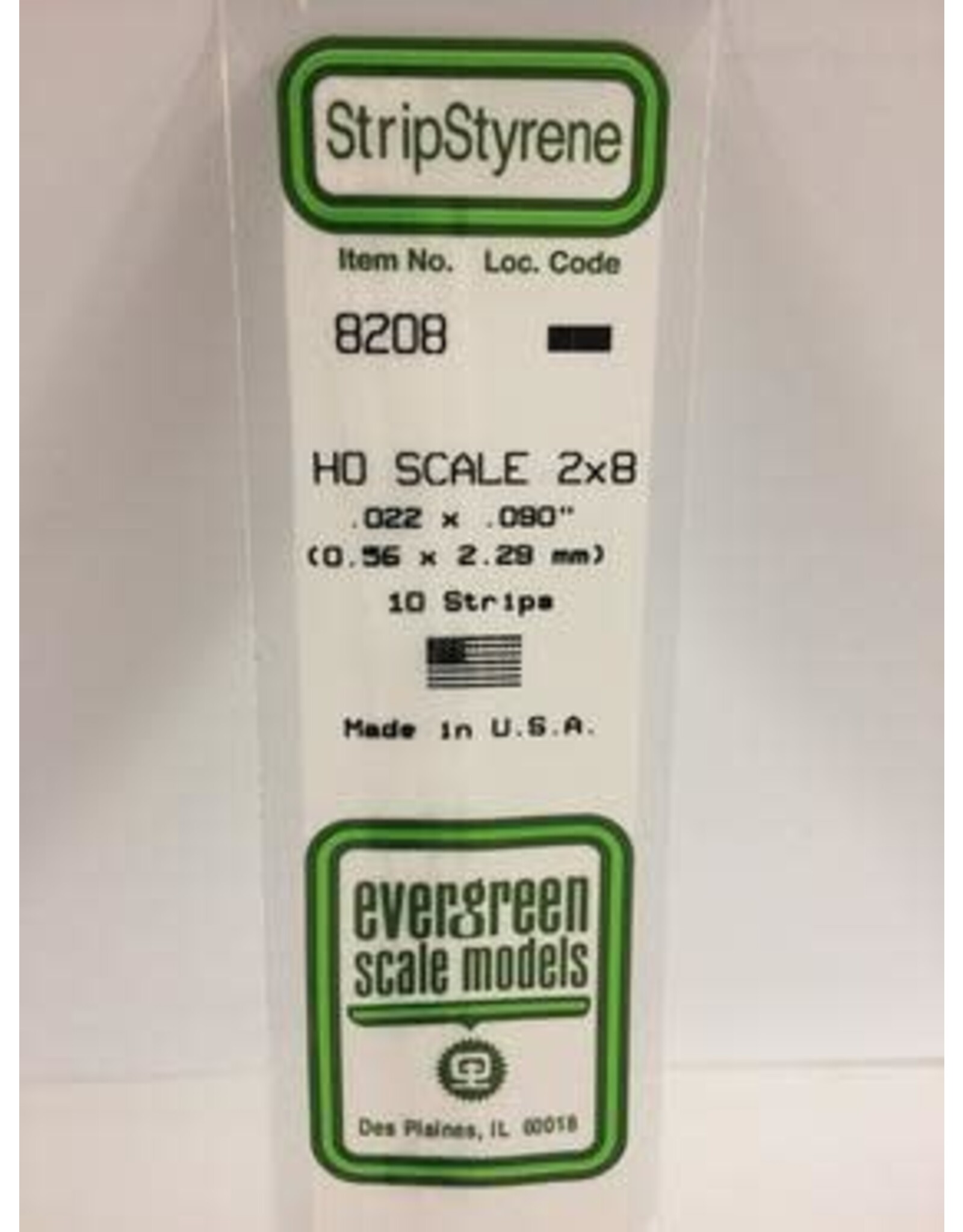 Evergreen HO STRIPS-2"X8"(10/PK)